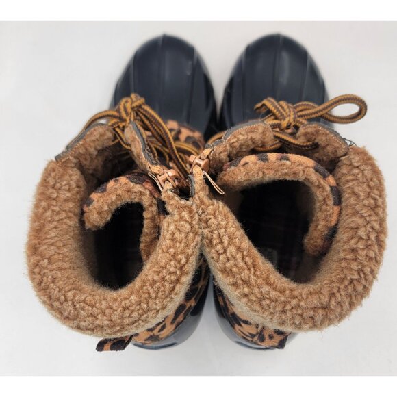 Nature Breeze Duck Boots Leopard Print Waterproof Faux Fur Rubber Sole Womens 8 - Picture 6 of 10